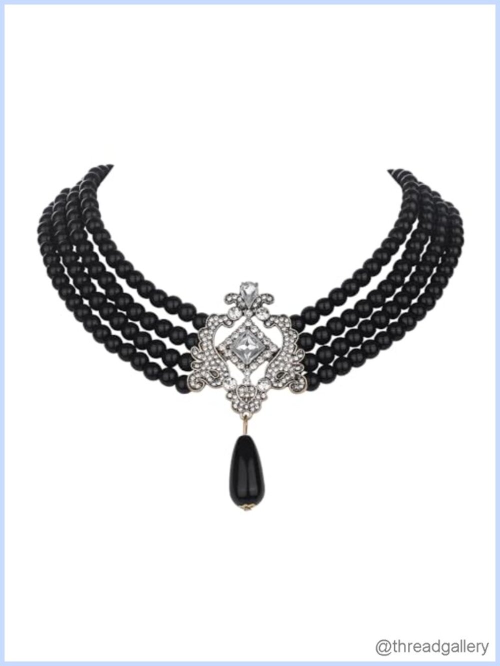 Multilayer Pearl Cluster Bib Choker Necklace with Crystal 1920s Flapper Style